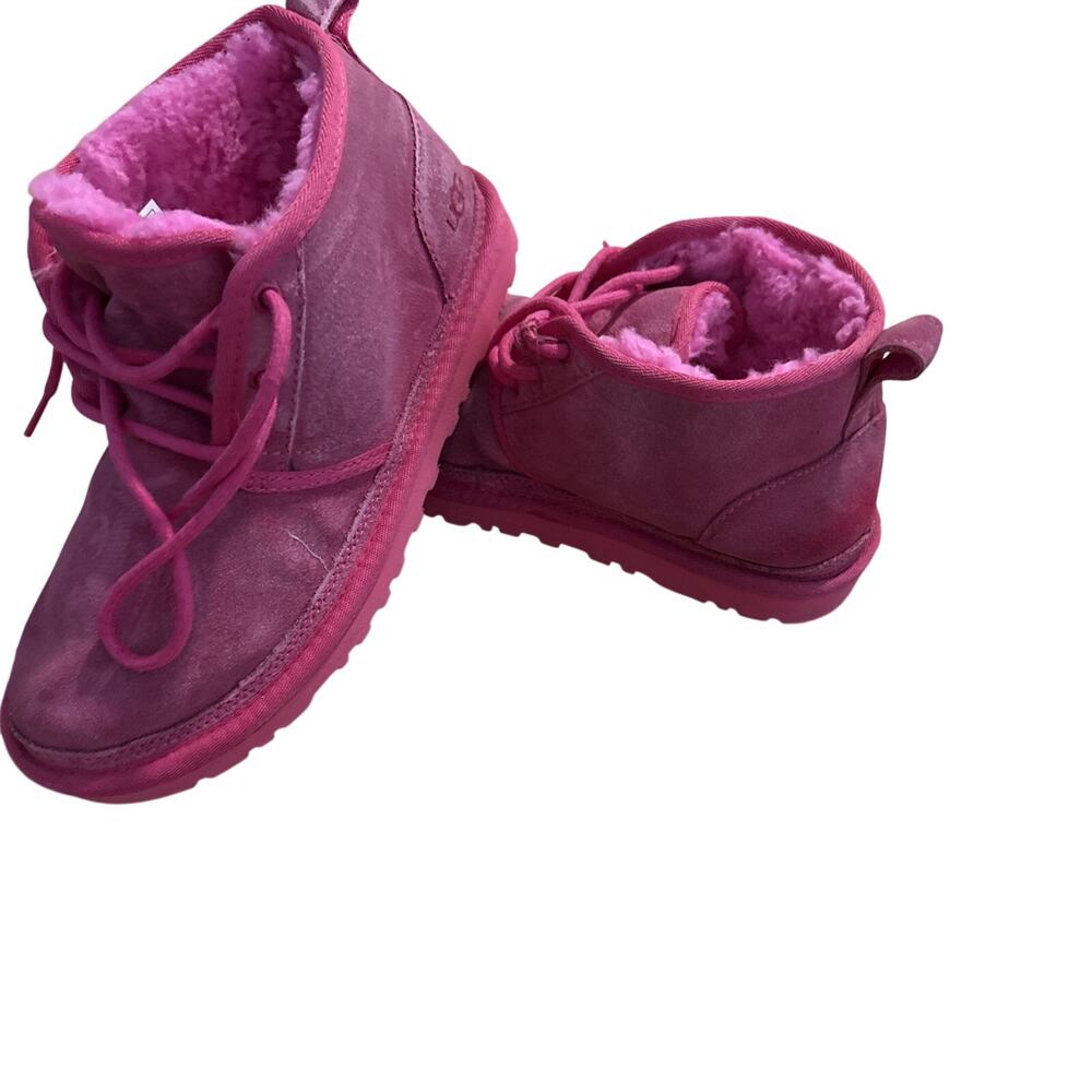 UGG Women's Neumel 1094269 Pink Suede Lace Up Ankle Winter Boot Size 8 Br